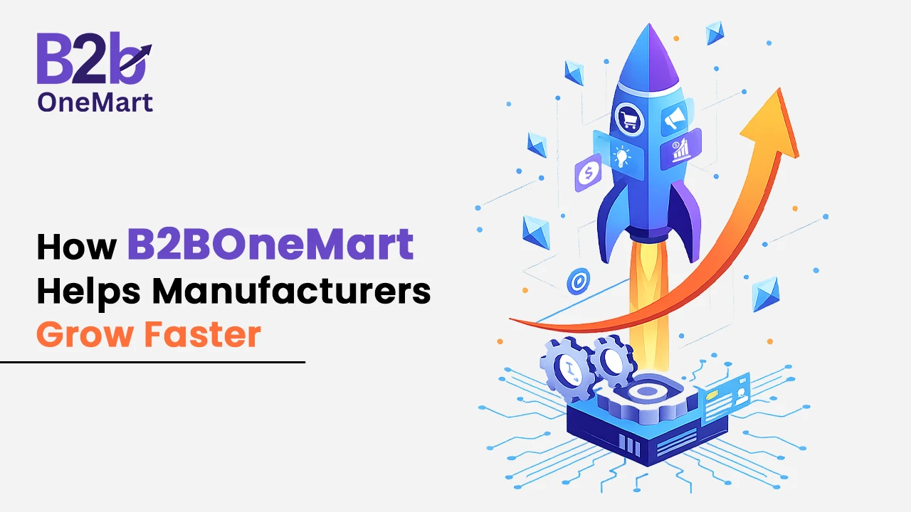 B2BOneMart rocket growth graphic showing how manufacturers can increase B2B enquiries, reach quality buyers, and grow faster online.