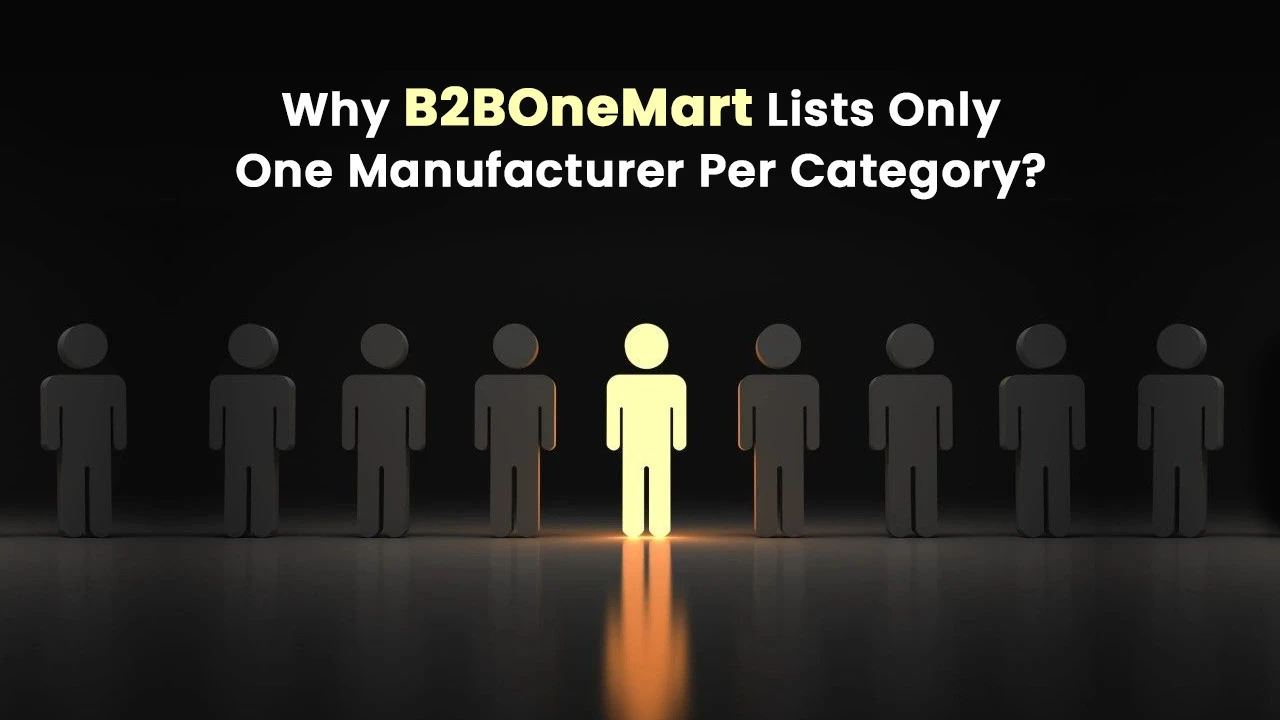 Single highlighted manufacturer figure among competitors showing how B2BOneMart’s one manufacturer per category model reduces competition and improves SEO visibility for manufacturers.