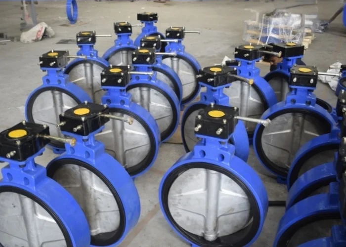 High-performance industrial butterfly valves displayed in a manufacturing facility of an advanced industrial valve manufacturer in India.
